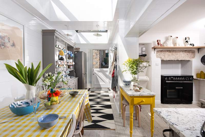 The kitchen/diner is a gorgeous room with eclectic furnishings and quirky styling.