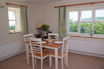 What a view from the dining-table! You can literally see for miles, all the way down the beautiful Yarcombe Valley.