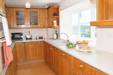 The galley style kitchen is equipped as a home-from-home.