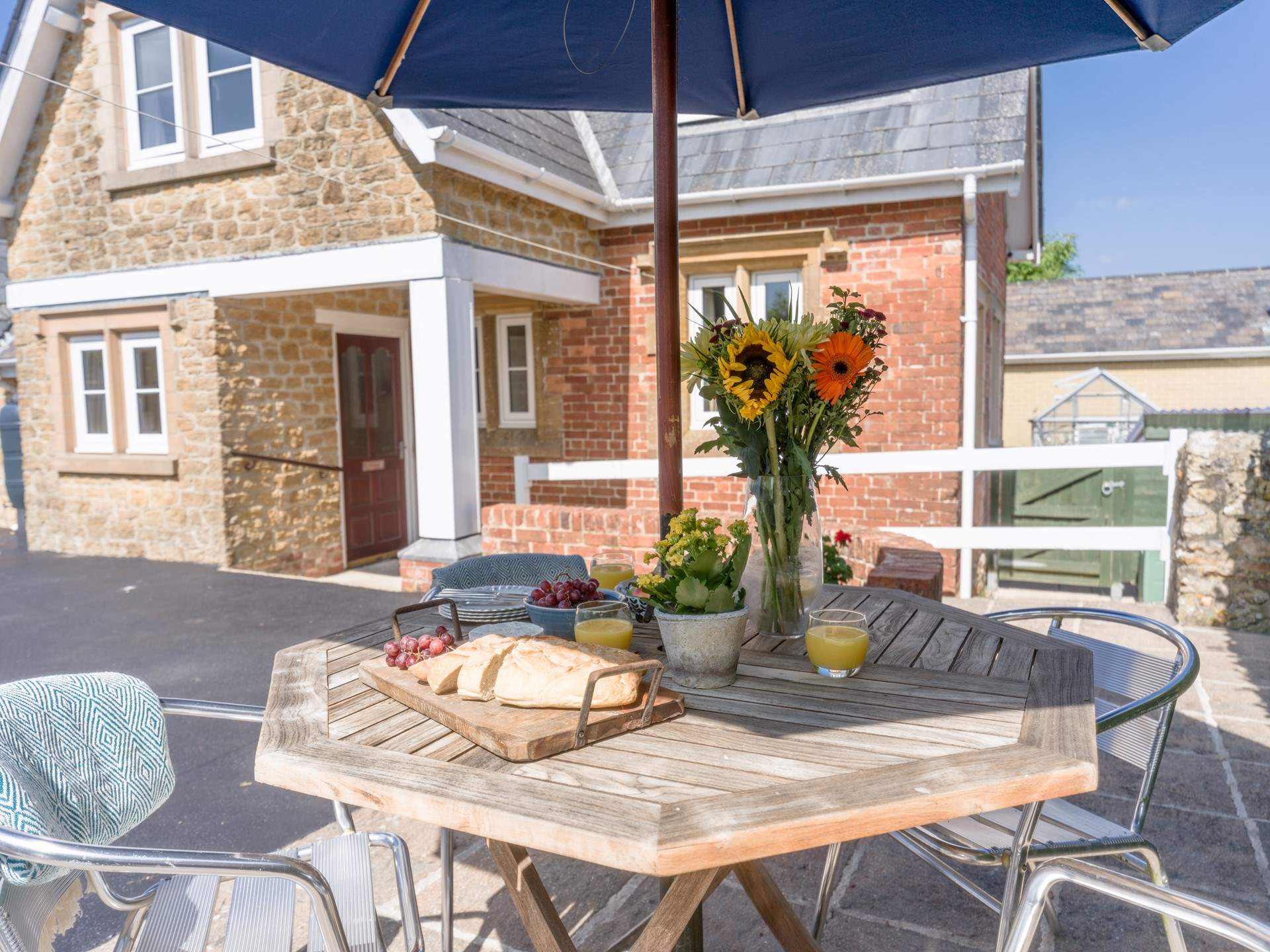One end of the original playground has been made into a sheltered and sunny patio.