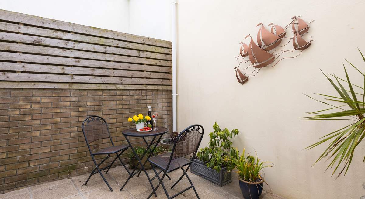 Outside the utility-room is a quiet spot to relax after your days adventures.