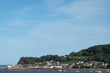 Shaldon village and beach at the mouth of the River Teign.