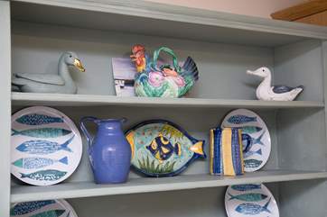 Striking china and pottery on the kitchen dresser.