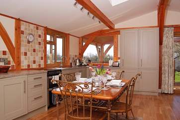 The spacious and light kitchen/dining-area in this lovely open plan property.