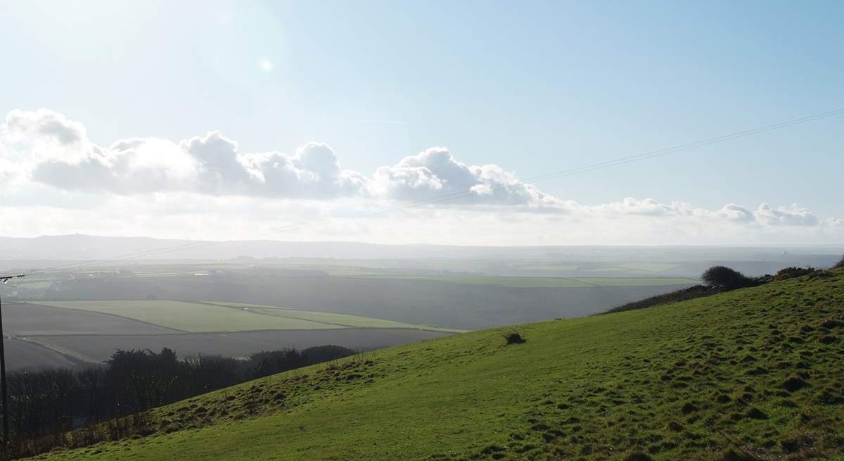 The first field on the footpath reveals the spectacular north Cornish coast.