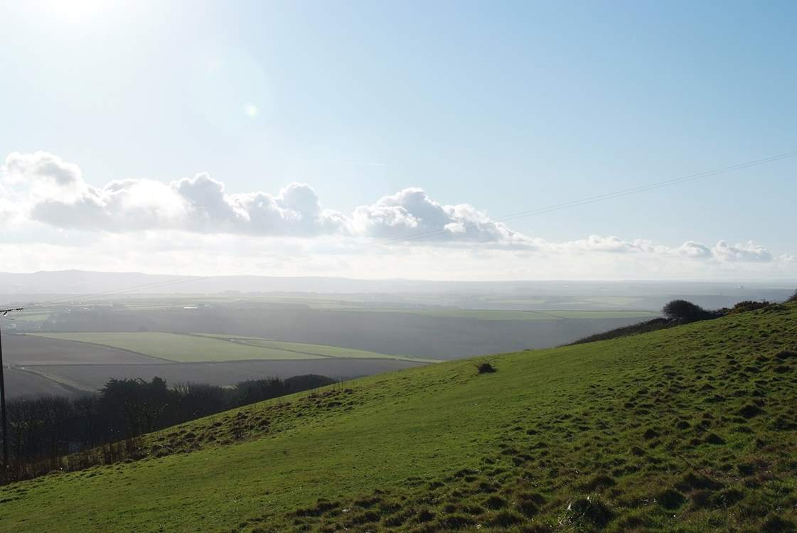The first field on the footpath reveals the spectacular north Cornish coast.