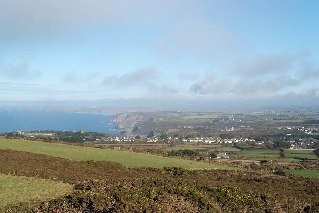At the top of St Agnes Beacon the views up the coast beyond the village of St Agnes are breathtaking.