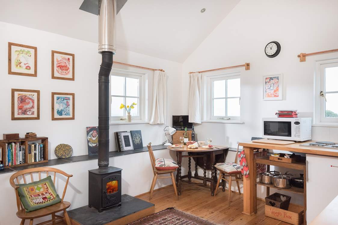 There are wonderful far reaching views from the living-room windows.