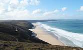 Fabulous coastal walks within easy reach of the cottage; this is looking from the cliffs nearby towards Chapel Porth. - Thumbnail Image