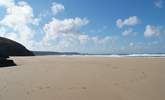 Looking from Chapel Porth towards Porthtowan at a very low tide. - Thumbnail Image