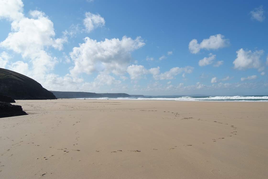 Looking from Chapel Porth towards Porthtowan at a very low tide.