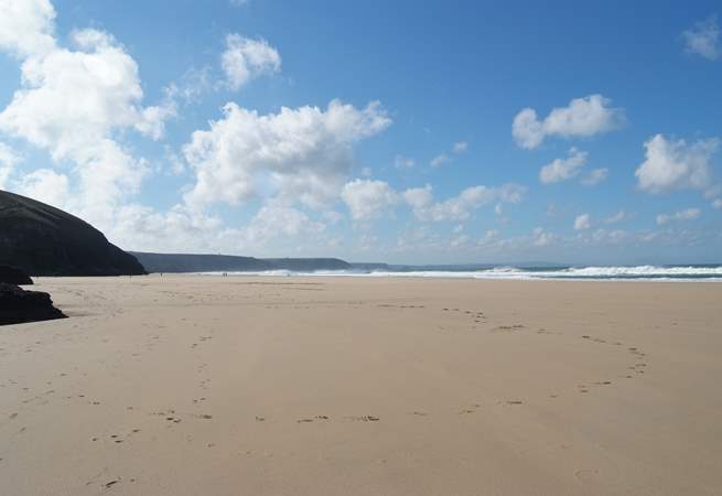 Looking from Chapel Porth towards Porthtowan at a very low tide.