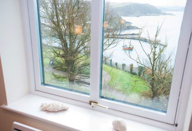 The view down to the harbour from Bedroom 2 (even on a wet winter day it's still enchanting!).