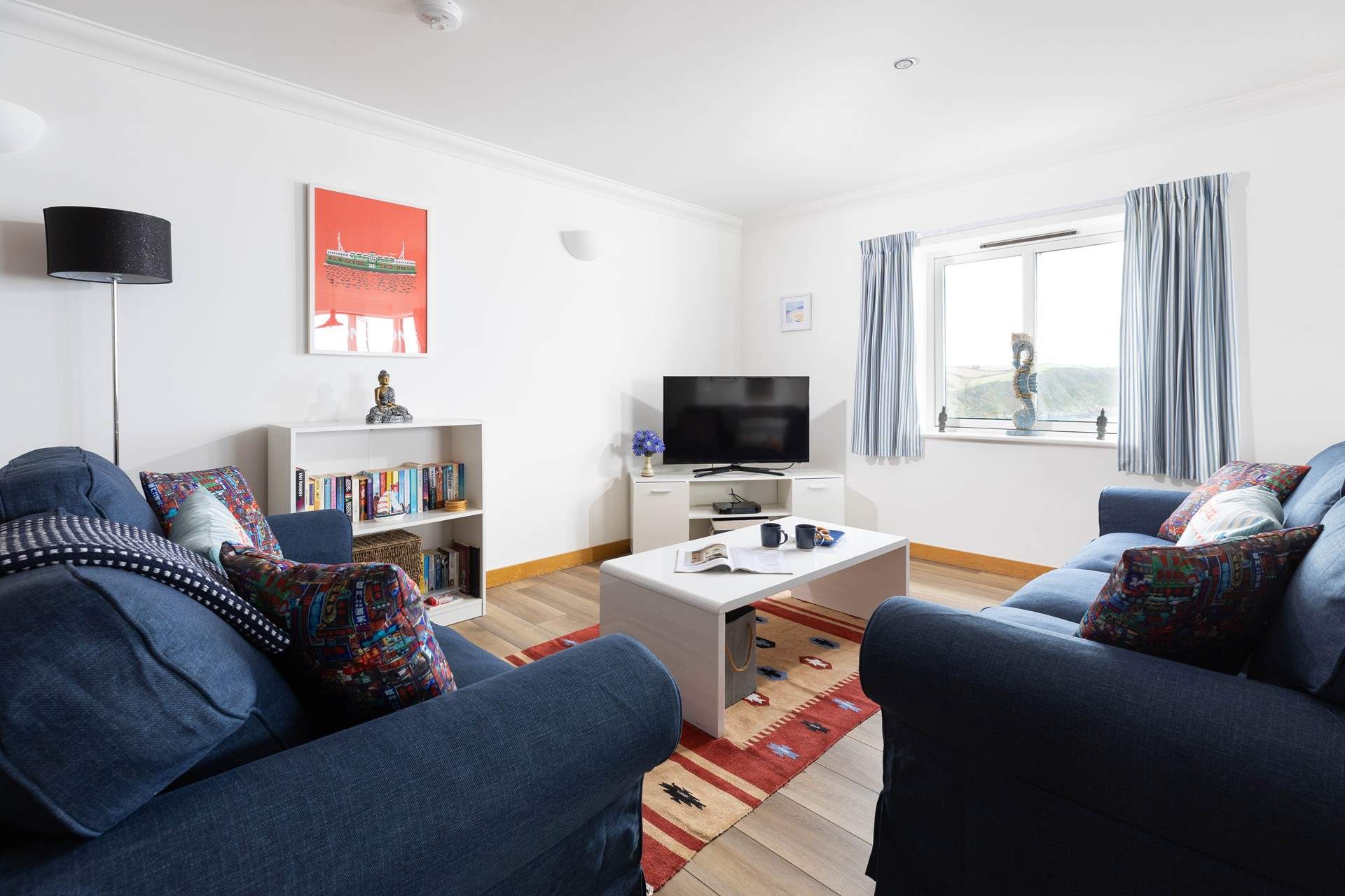 Comfy sofas and a big TV for family films.