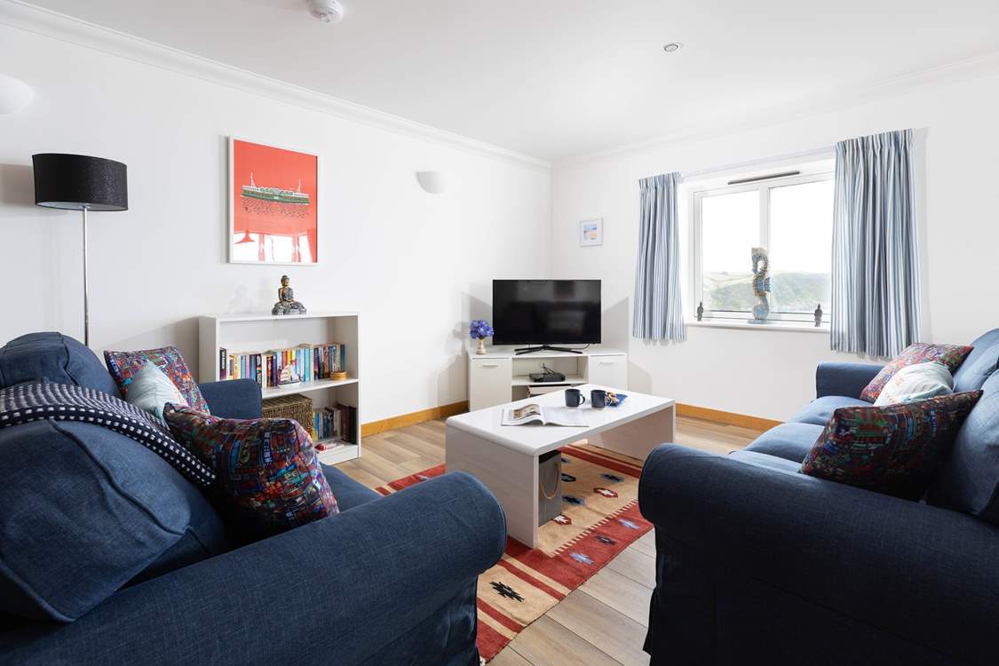 Comfy sofas and a big TV for family films.