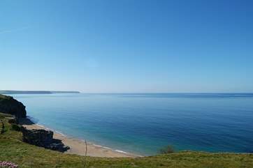 Within a 15 minute walk of the harbour, this is the magnificent view eastwards towards the Lizard peninsula.
