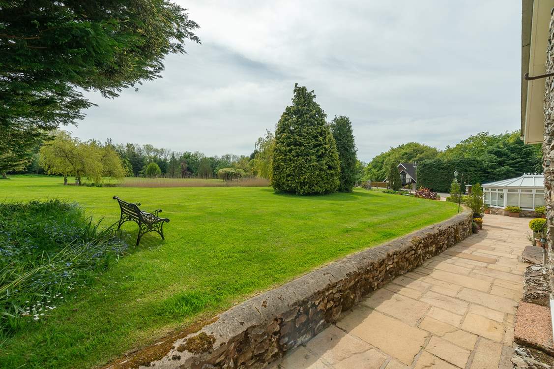 This is the view from the front of the Lodge - there are doors to the gardens from both the kitchen/dining-room and the living-room.