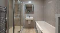 The newly refurbished bathroom is stunning.