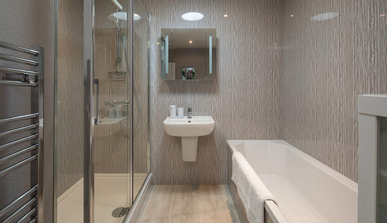 The newly refurbished bathroom is stunning.