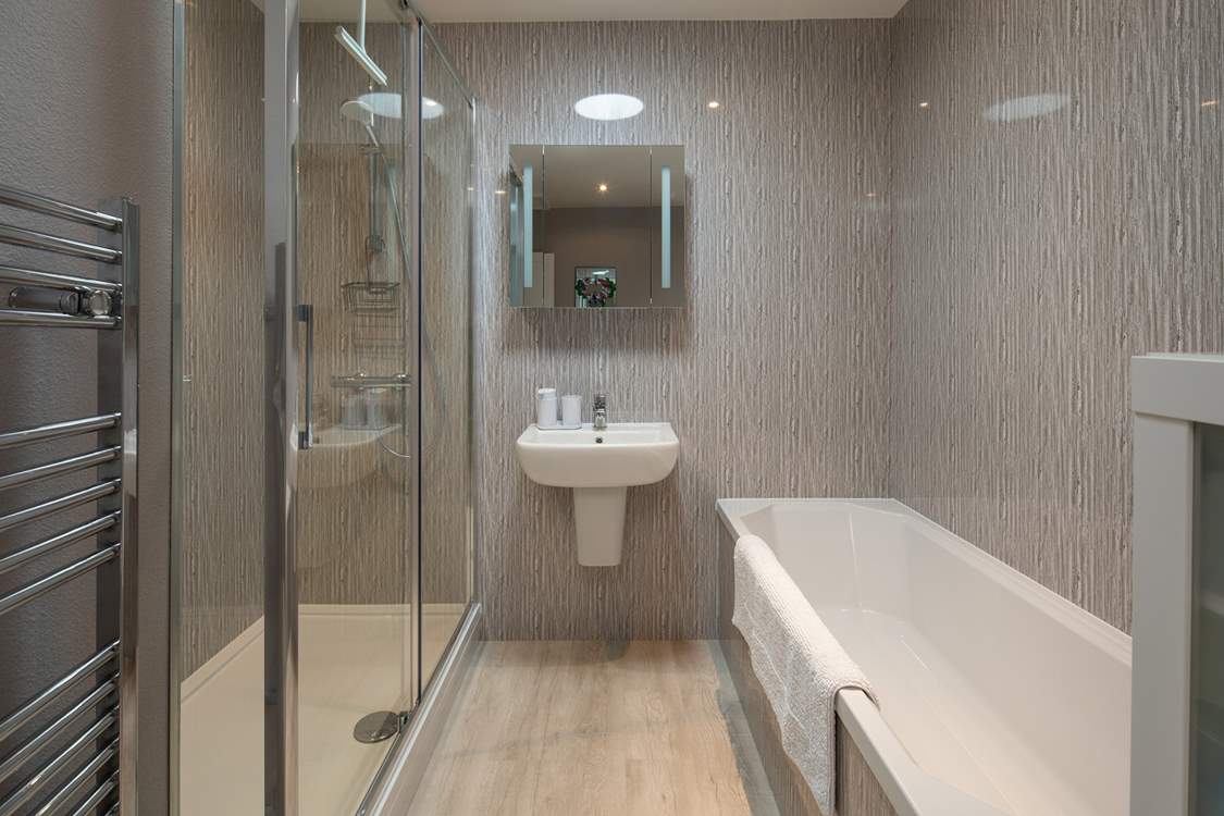 The newly refurbished bathroom is stunning.