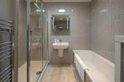 The newly refurbished bathroom is stunning.