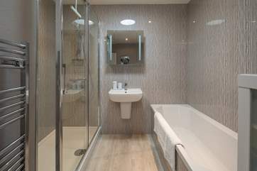 The newly refurbished bathroom is stunning.