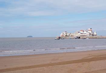 The pier and long sandy beach at Weston-super-Mare.