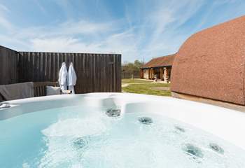 The view from the hot tub, back towards The Old Barn.