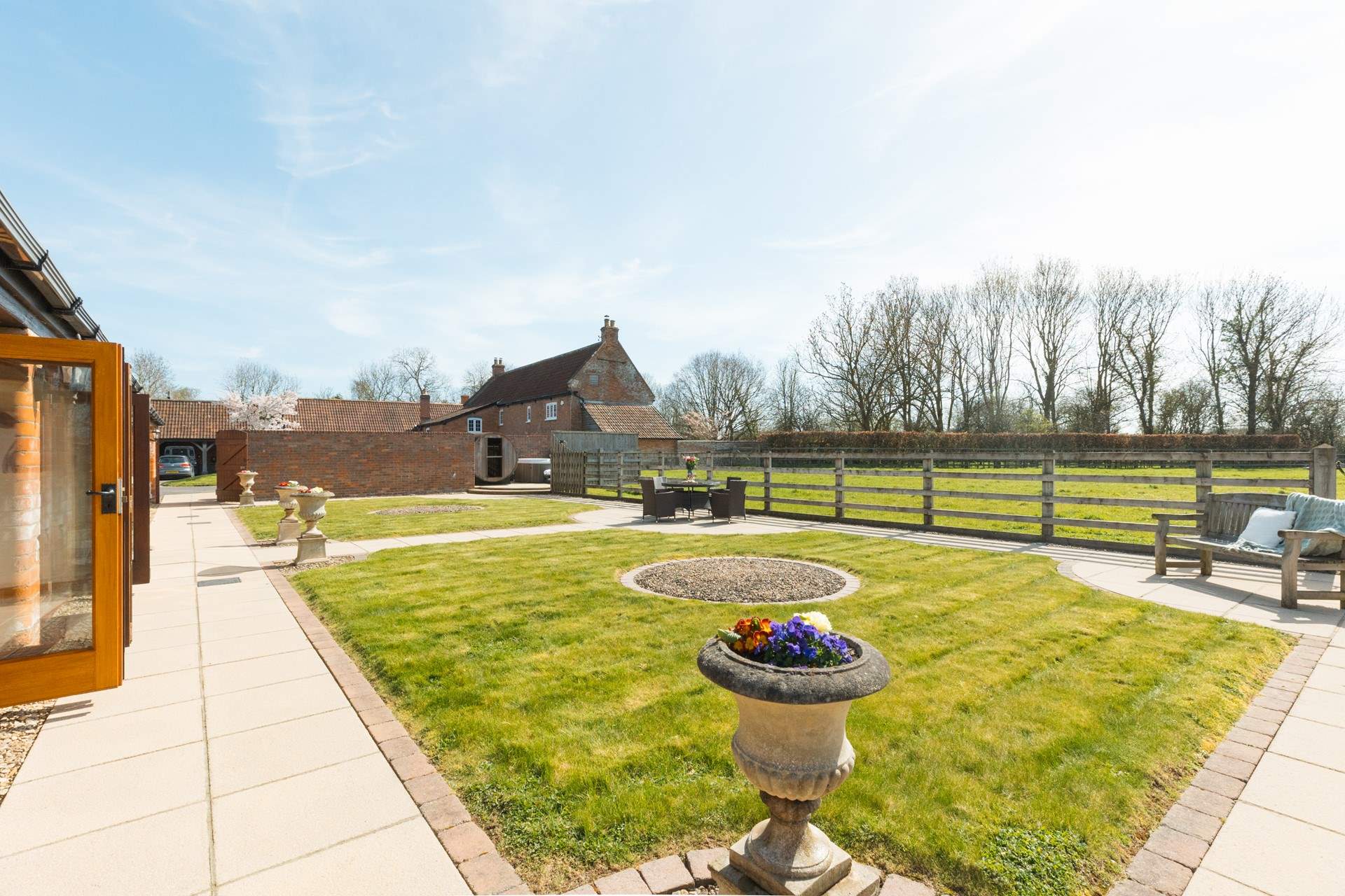 There is lots of space and the hot tub and sauna are just tucked at the far end in a quiet corner.