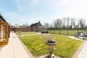 There is lots of space and the hot tub and sauna are just tucked at the far end in a quiet corner.