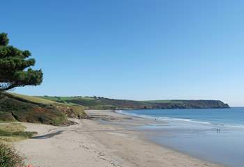 The neighbouring beaches of Pendower and Carne join at low tide to provide a vast expanse of golden sands.