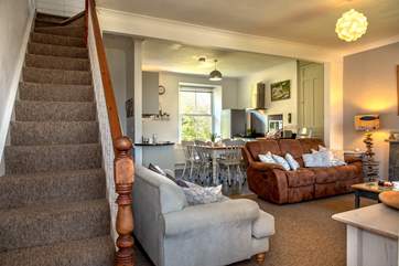 The spacious open plan living space.
