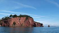 Spectacular cliffs along the coast.