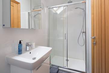 The spacious double shower.