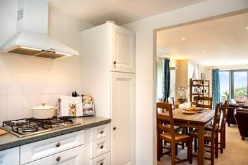The kitchen opens to the living space.