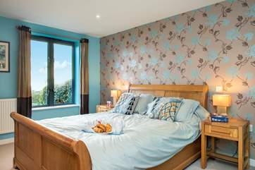 The master bedroom has sea views.