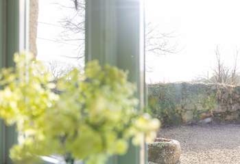 The enclosed private courtyard appreciated from the bedroom.