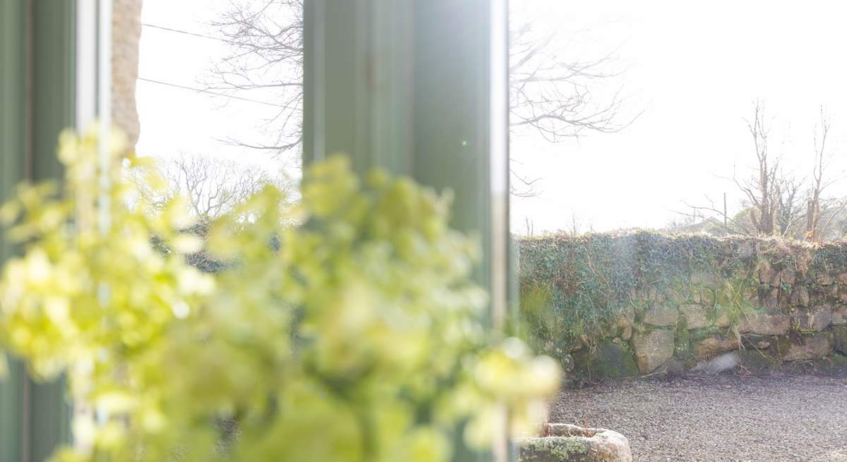 The enclosed private courtyard appreciated from the bedroom.