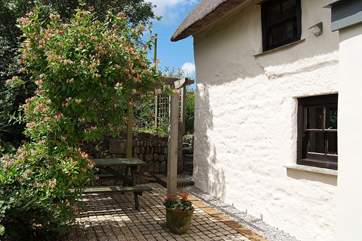 The sheltered terrace outside the dining-room.