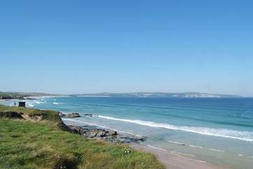 The view across towards St Ives from the coastal path at Godrevy.