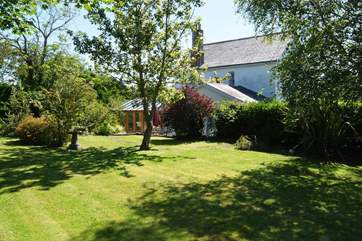 The garden is spacious and sunny.