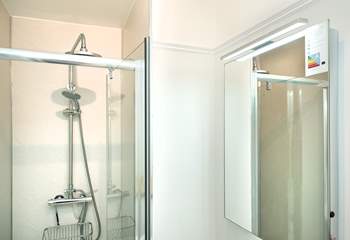 The bright and shiny en suite shower-room