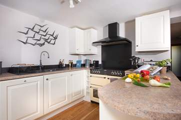 The kitchen area has all you need to serve up your culinary holiday treats.