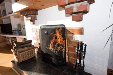 The open fire is a lovely treat on cooler days.