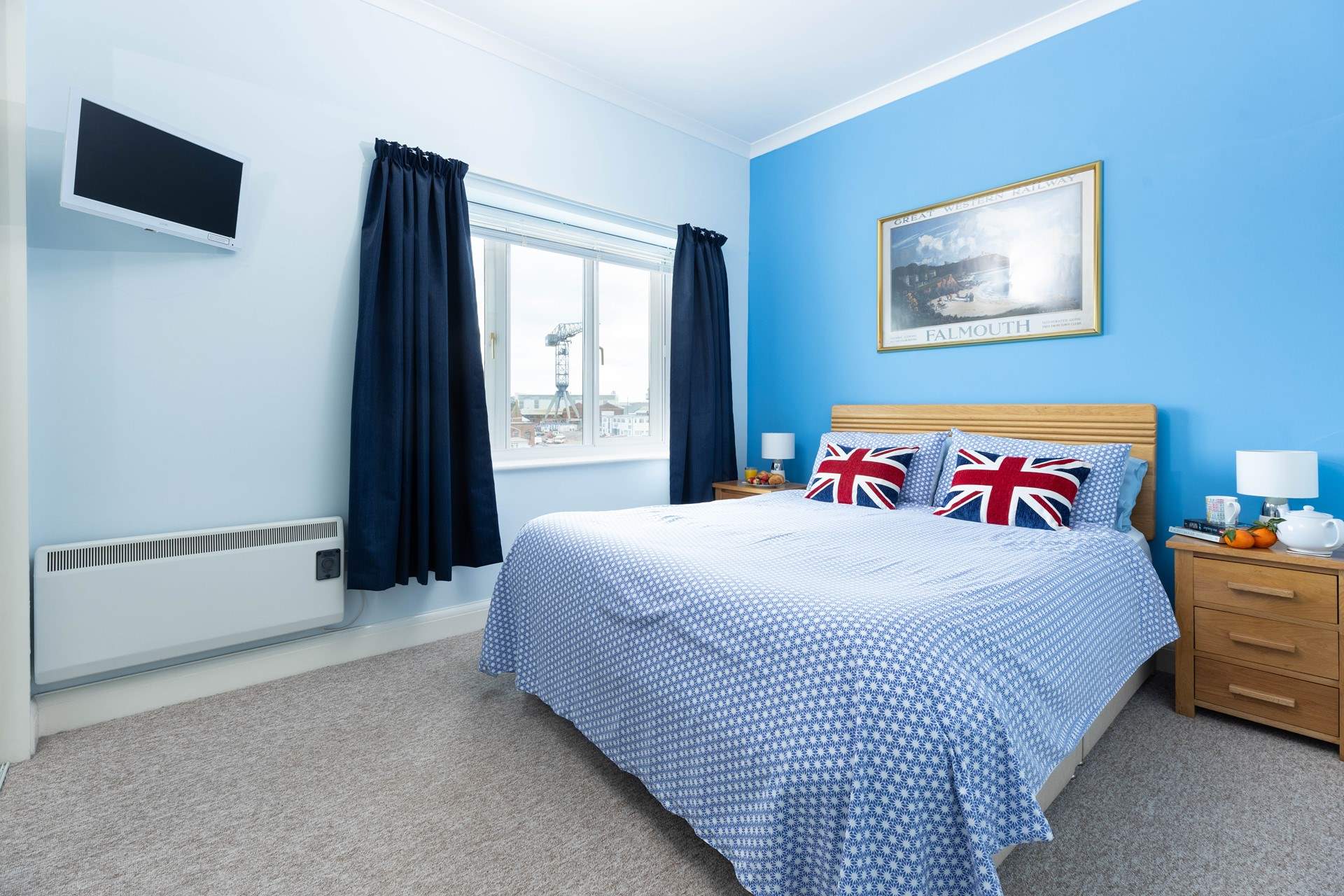 The bedroom looks out towards the lifeboat station.