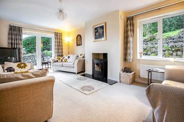 There are lovely sea views and a fantastic wood-burner from the comfortable sitting-room.