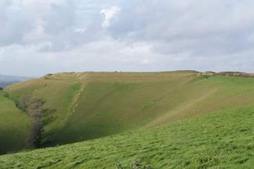 Eggardon Hill, an Iron Age hill fort is nearby, with spectacular views of the countryside and the English Channel in the diistance.