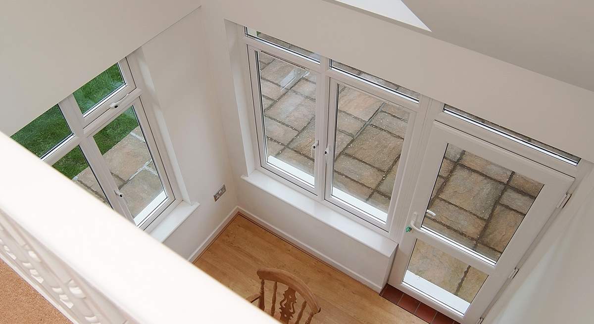 Looking down into the dining-area from the galleried play-area (please take care with younger children).