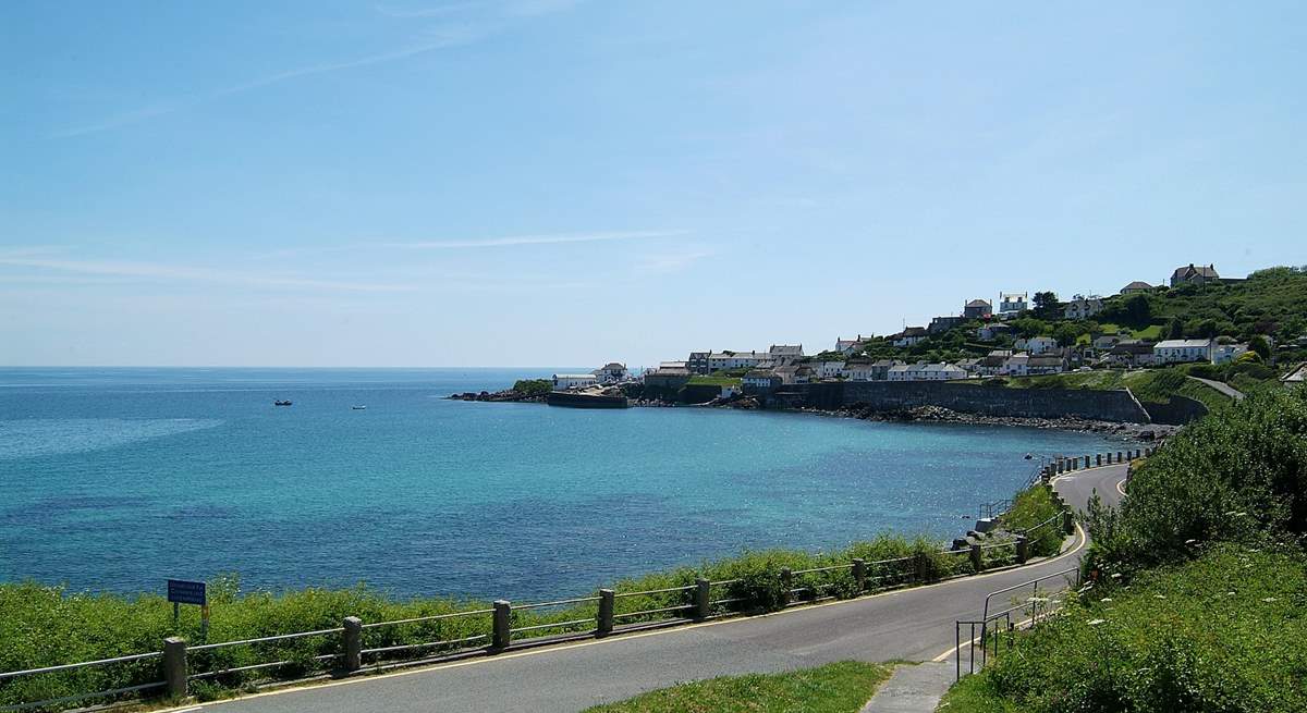 A view of Coverack from the road leading down into the village.