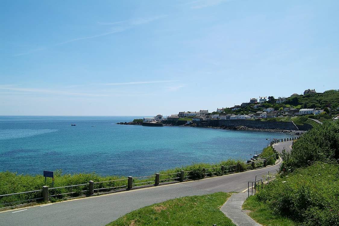 A view of Coverack from the road leading down into the village.